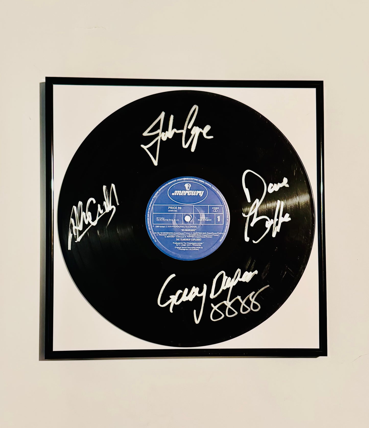The Teardrop Explodes Autographed Vinyl Record Framed With COA