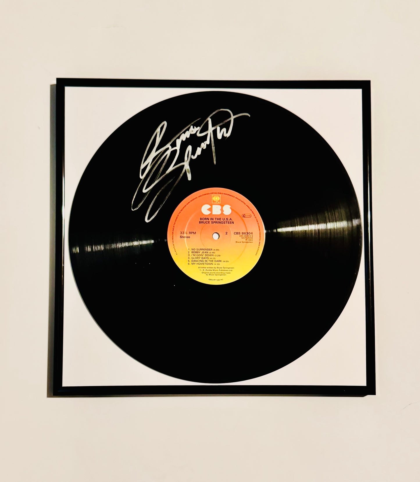 Bruce Springsteen Autographed Vinyl Record Framed With COA