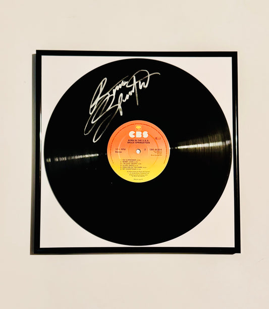 Bruce Springsteen Autographed Vinyl Record Framed With COA