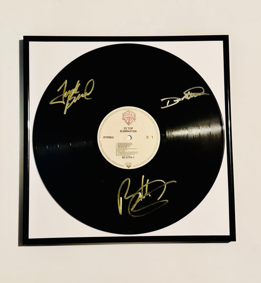 ZZ Top Eliminator Autographed Vinyl Record Framed With COA