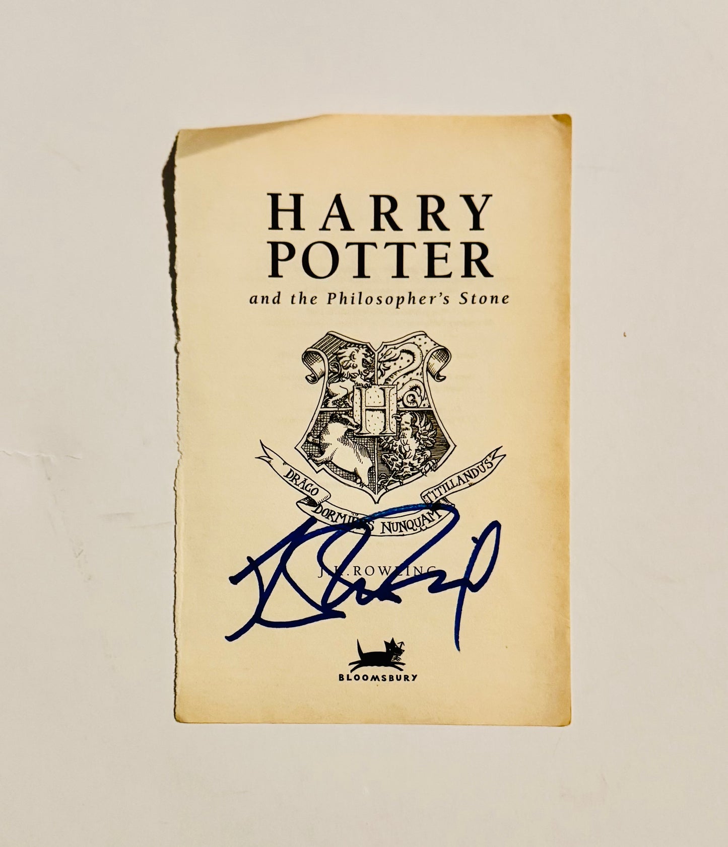 Harry Potter J.K Rowling Autographed Book Page With COA