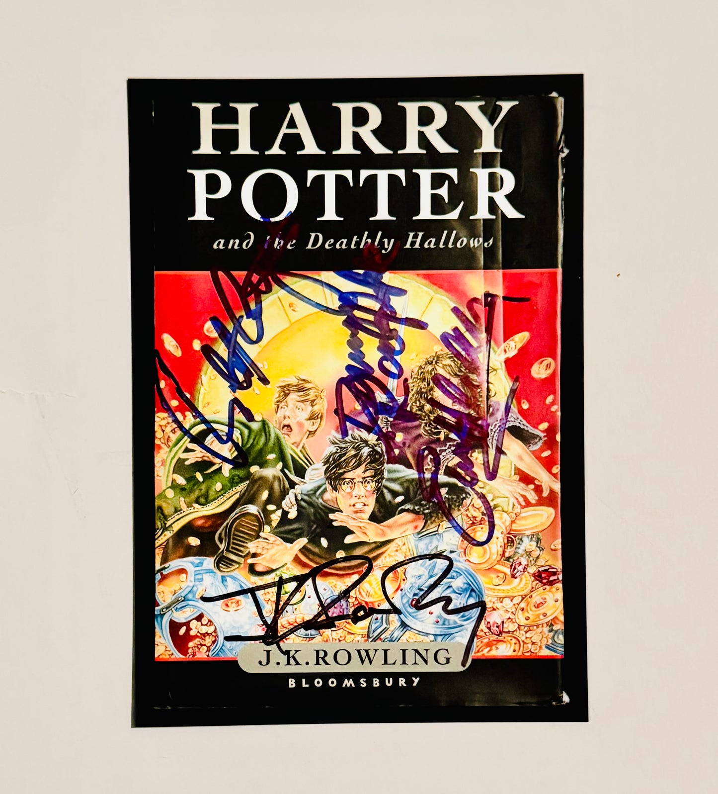Harry Potter J.K Rowling Daniel Radcliffe Rupert Grint Emma Watson Autographed Book Cover With COA