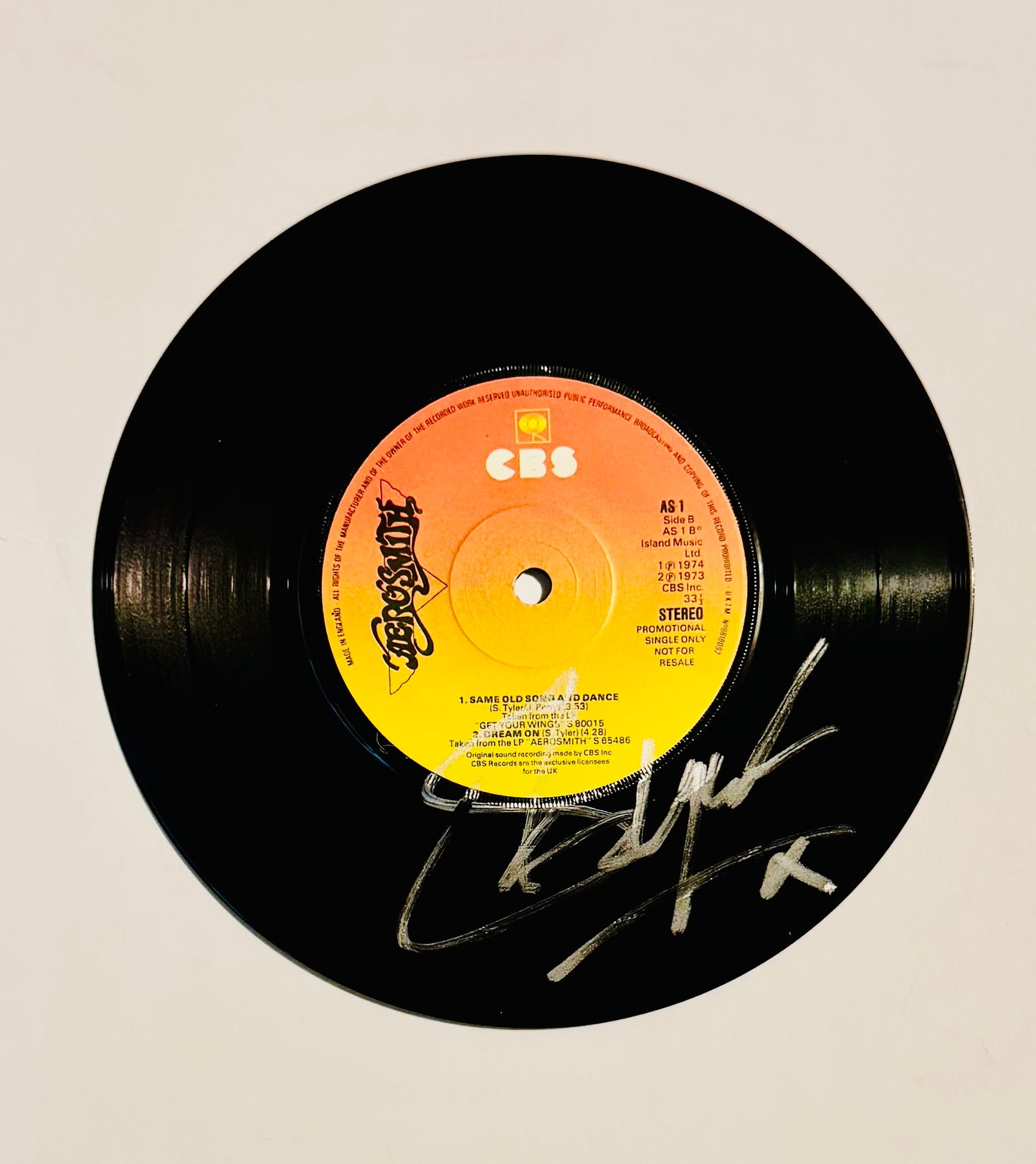 Aerosmith Steven Tyler 7" Single Vinyl Autographed With COA