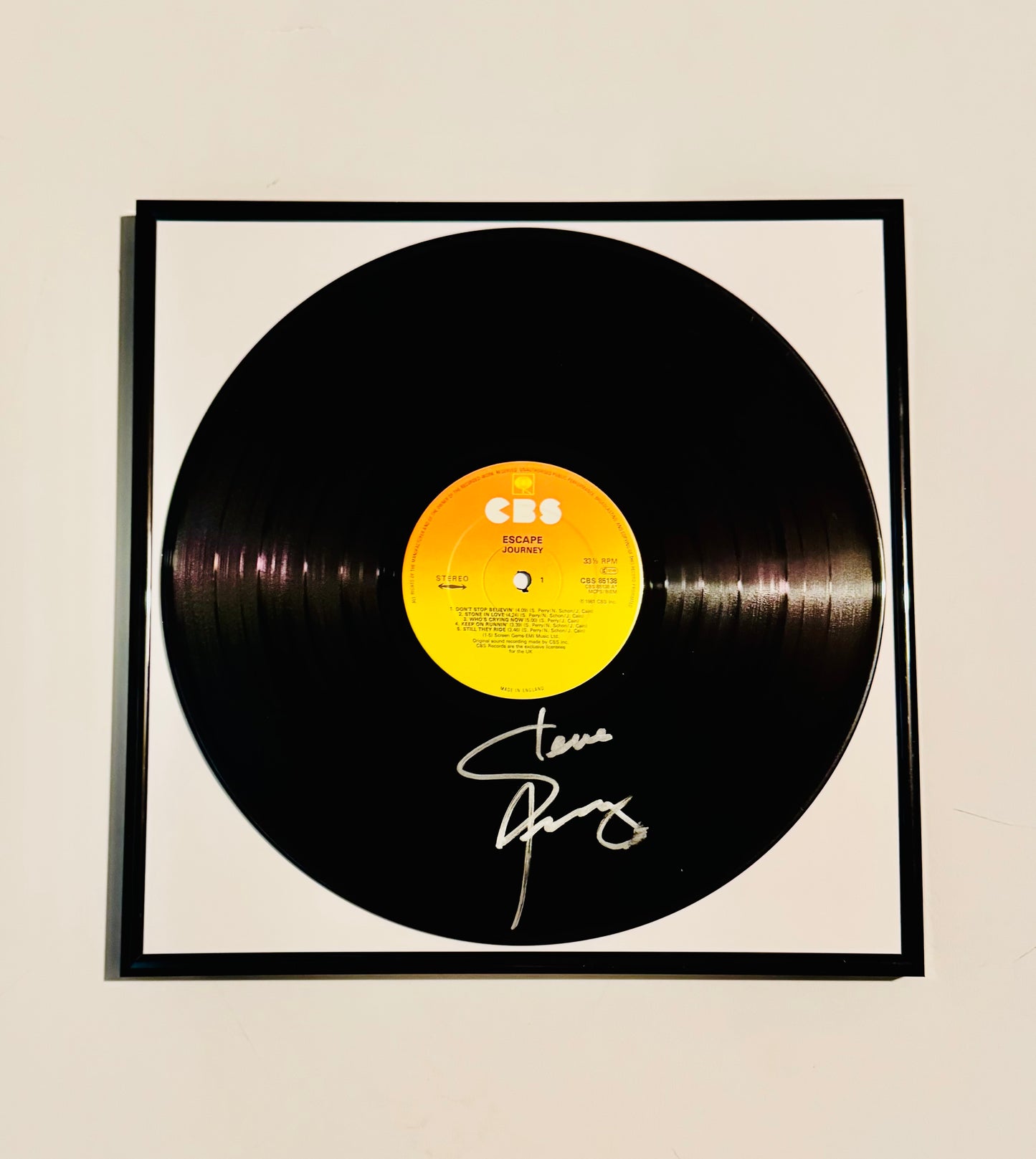 Journey Steve Perry Autographed Vinyl Record Framed With COA
