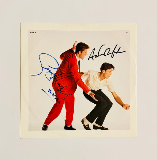 George Michael & Andrew Ridgeley Autographed LP Inner With COA