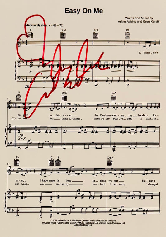 Adele Autographed Sheet Music With COA