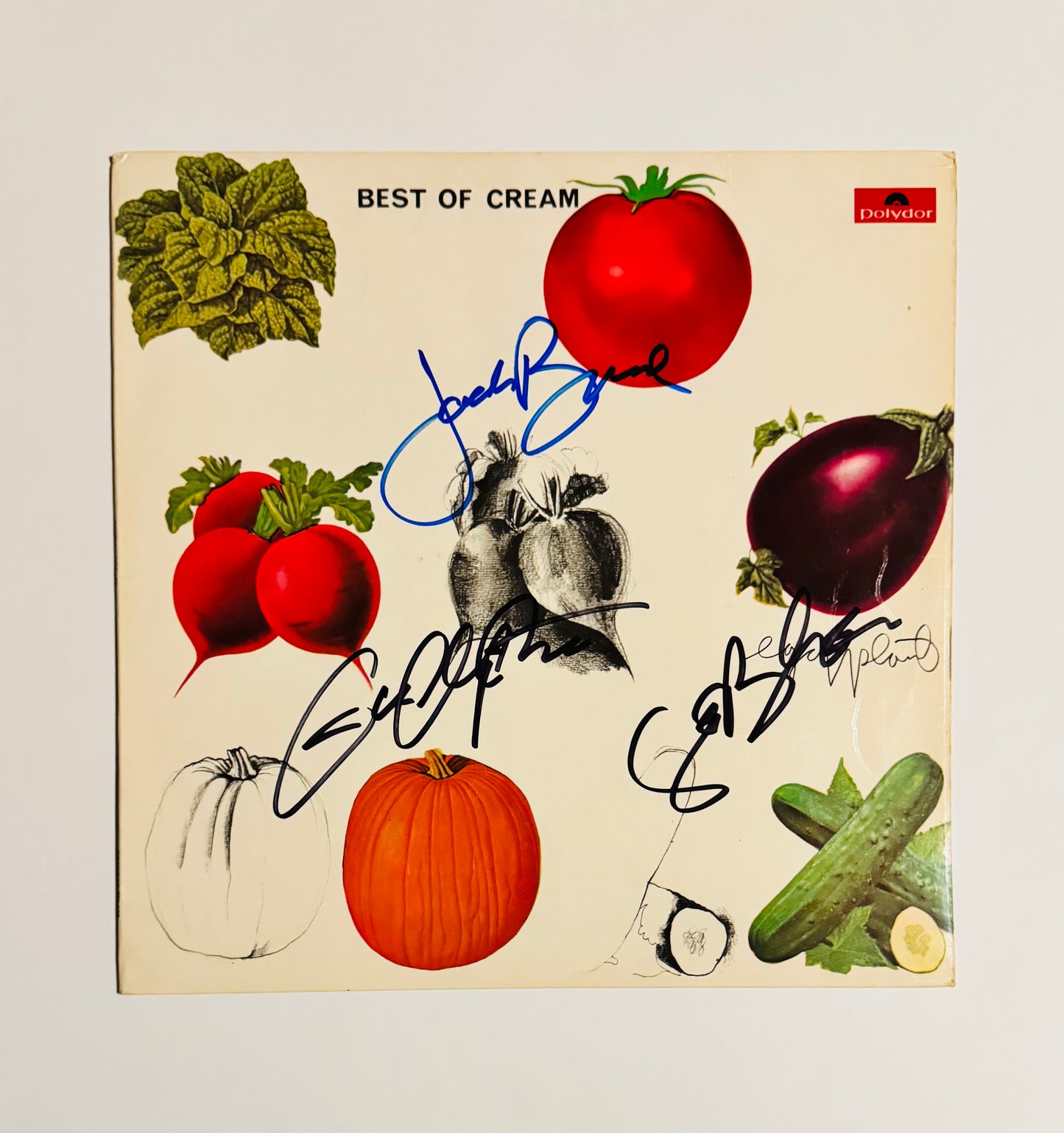 Eric Clapton, Ginger Baker & Jack Bruce Cream Autographed LP Cover With COA