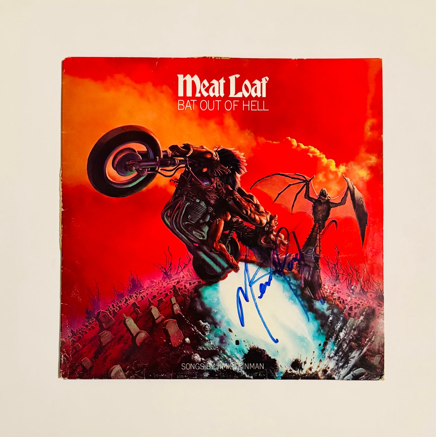 Meatloaf Bat Out Of Hell Autographed LP Cover With COA