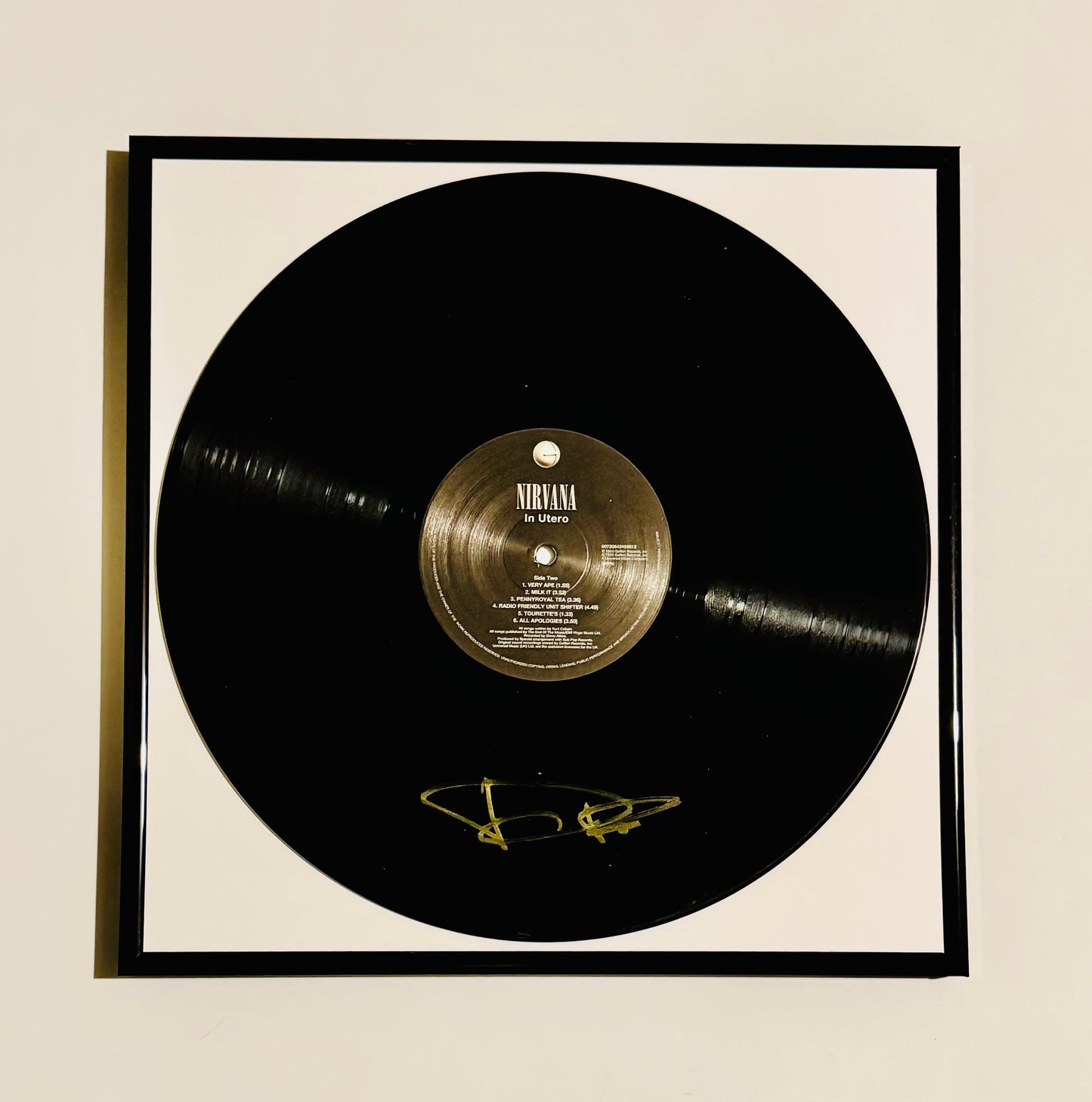 Nirvana Dave Grohl Autographed Vinyl Record Framed With COA