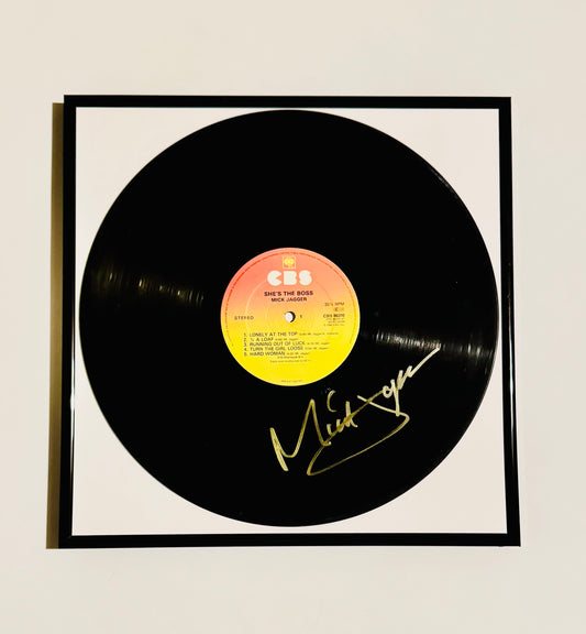Rolling Stones Mick Jagger Autographed Vinyl Record Framed With COA